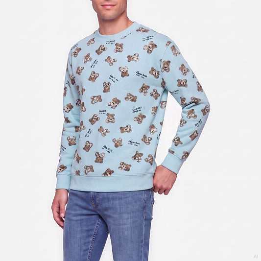 Moschino Teddy Bear Print Crewneck Sweatshirt Blue (A17024416-1332), Men