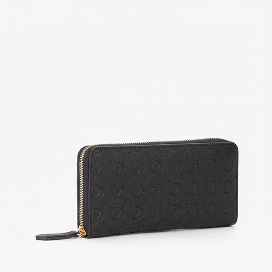 Mario Valentino Embossed Logo Zip Wallet Black (VPS8ZG155-001) Women