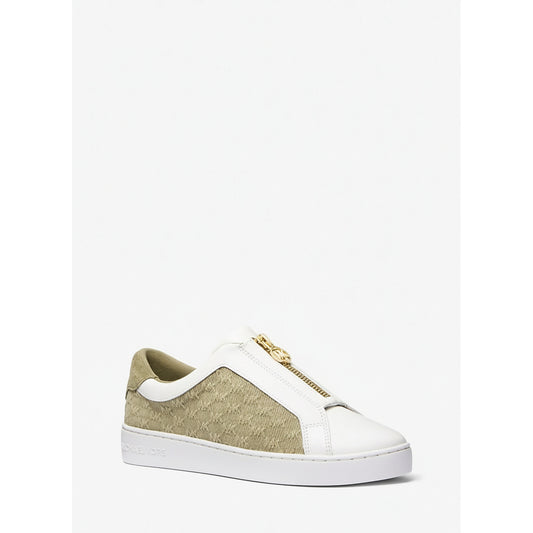 Michael Kors Canvas Zip Sneakers Olive White (43S5KTFP2D-SAFARI-GREEN) Women