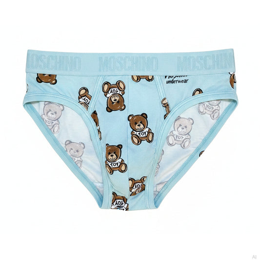 Moschino Teddy Bear Print Brief Light Blue, Men