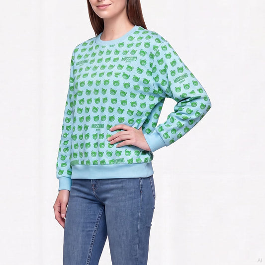 Moschino Teddy Bear Print Crewneck Sweatshirt Blue (A17019421-1305), Women