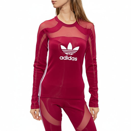 Adidas Originals Mesh Panel Long Sleeve Red, Women