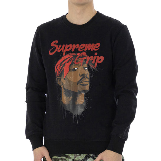 Supreme Grip Portrait Print Crewneck Sweatshirt Black, Men