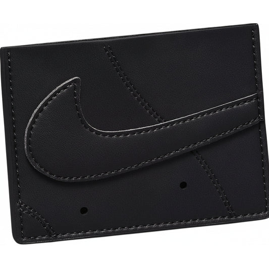 Nike Swoosh Black Leather Card Holder, Unisex