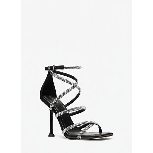 Michael Kors Rhinestone Strappy Heeled Sandals Black (40R3IMHS1S-BLACK) Women