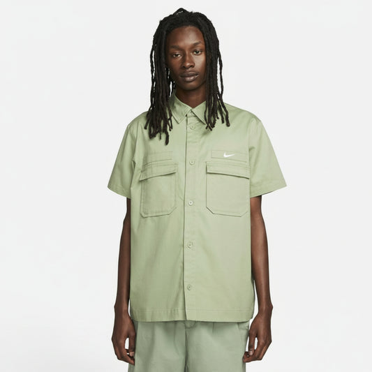 Woven Military Short-Sleeve Button-Down Shirt, Men