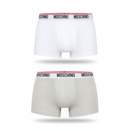 Moschino Logo Band Boxer Briefs White Grey, Men
