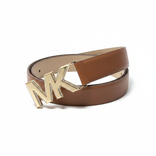 Michael Kors MK Logo Buckle Belt Luggage Brown, Women