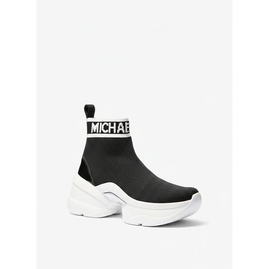Michael Kors Black Knit Sock Sneaker White (49R5OLFE5D-BLACK) Women
