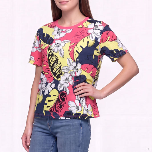 Moschino Tropical Floral Print T-shirt Multicolor (A07049413-1213), Women