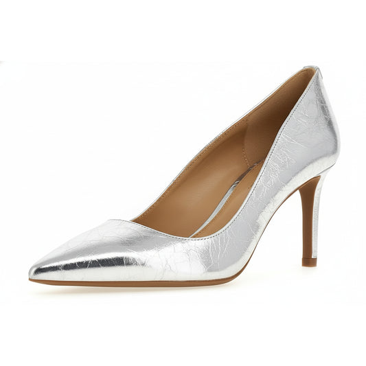Michael Kors Silver Metallic Pointed Toe Pumps (40R5ALMP1M-SILVER) Women