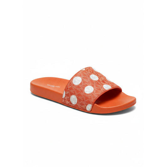 Michael Kors Orange Polka Dot Slide Sandals (44S5JAFA1Q-RED-CLAY) Women