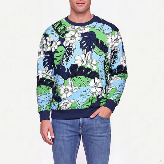 Moschino Tropical Floral Print Crewneck Sweatshirt Multicolor (A17019414-1305), Men