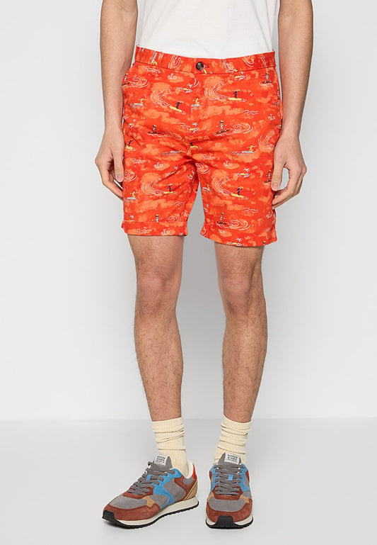 STUART- PRINTED STRETCH-COTTON CHINO SHORT Men