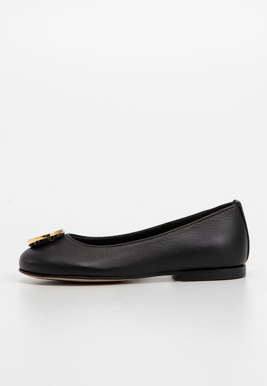 ELIE SAAB GOLD-GALVANIC LOGO NAPPA LEATHER BALLET FLATS Black (ZZO2JFV02-Q00) Kids