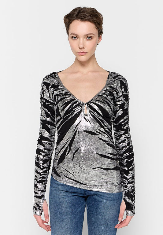 Diesel T RITY TOP Silver-Coloured (ZZO2V2C75-Q00) Women