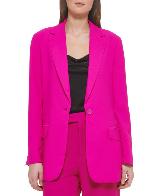 DKNY Satin Back Crepe Blazer Electric Fuchsia (P2KCAQ02AE6) Women