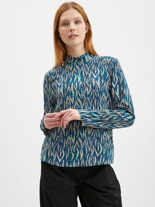 Vila Patterned Blouse Mina Blue (14084670-3548908) Women