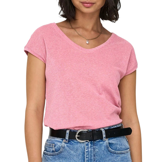 Only Silvery V-neck Loose Shirt (15136069-BONBON) Women