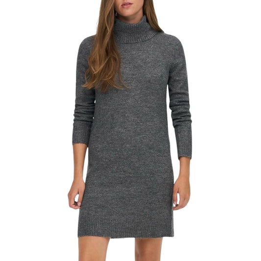 JDY Elanora Knitted Cowlneck Dress (15265240-DARKGREYMEL) Women