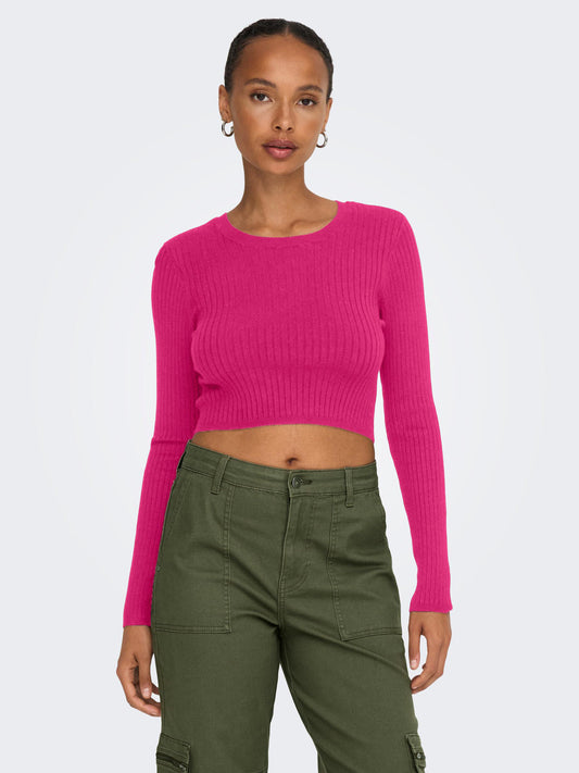 Only Karol Cropped Ribbed Sweater Pink (15306048-3758260) Women