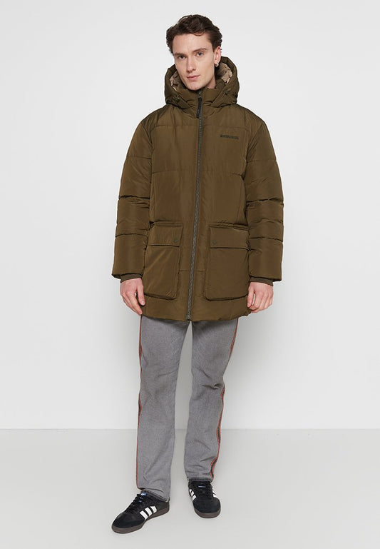 Marc O'Polo DENIM long puffer parka with hood, patch pockets, zipper (ZZO27U401-M00) Men