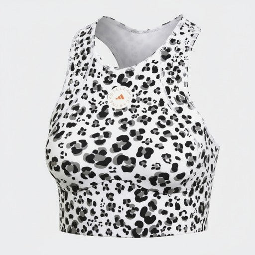 Adidas by Stella McCartney Leopard Print Sports Crop Top White, Women