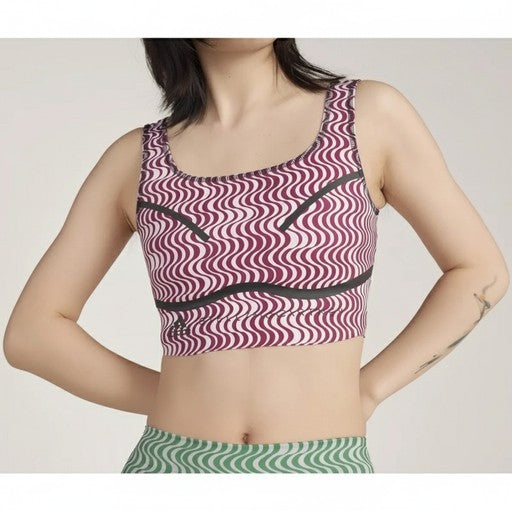 Adidas Wave Print Crop Tank Top White, Women