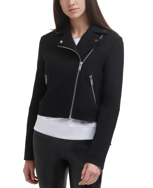 DKNY Moto Cropped Jacket Black (P1HC2HOYBLK) Women