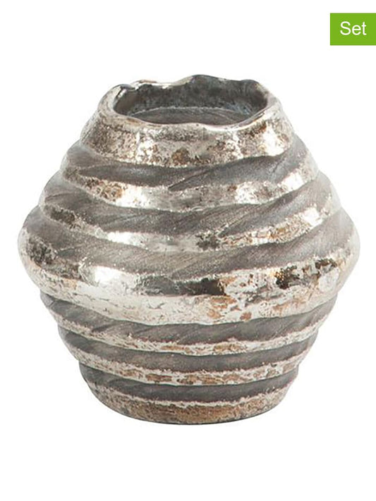 J Line 2-Piece Set: Candle Holder Silver (H)9 x Ø 10 cm Unisex