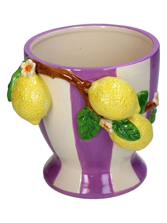 Kersten Plant Pot "Lemon" Purple / Yellow / Cream (H)14 x Ø 15 cm Unisex