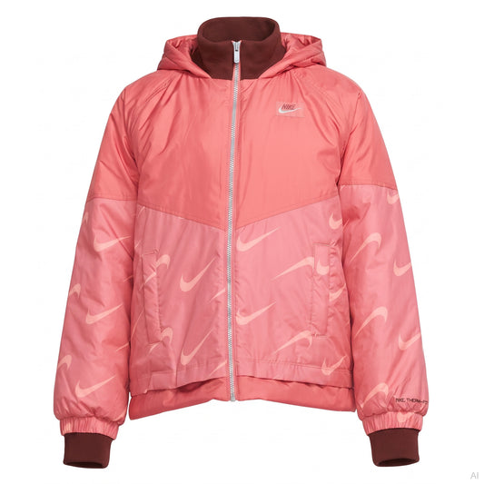 Nike Therma-FIT Swoosh Print Pink Hooded Jacket, Women