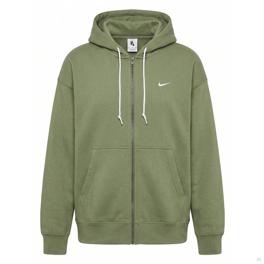 Nike Olive Green Full Zip Fleece Hoodie, Men