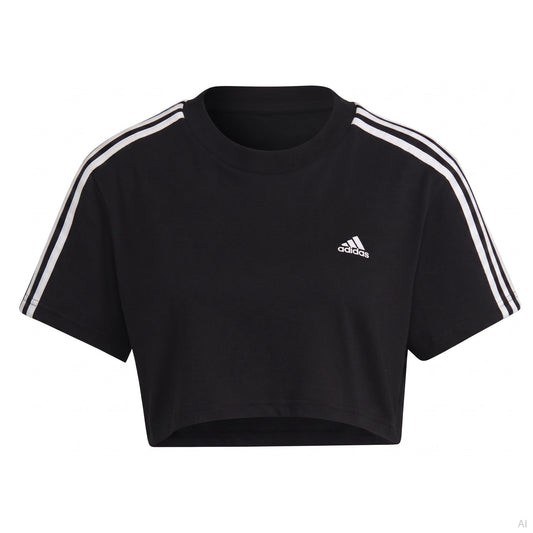 Adidas 3-Stripes Cropped Black T-Shirt, Women