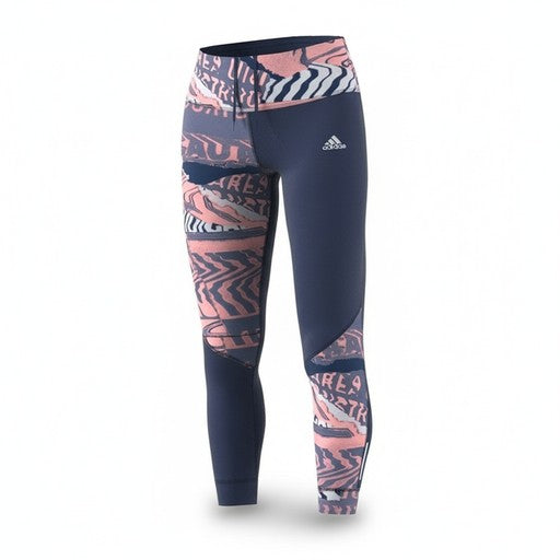 Adidas Own The Run Graphic Print Leggings Navy Coral, Women