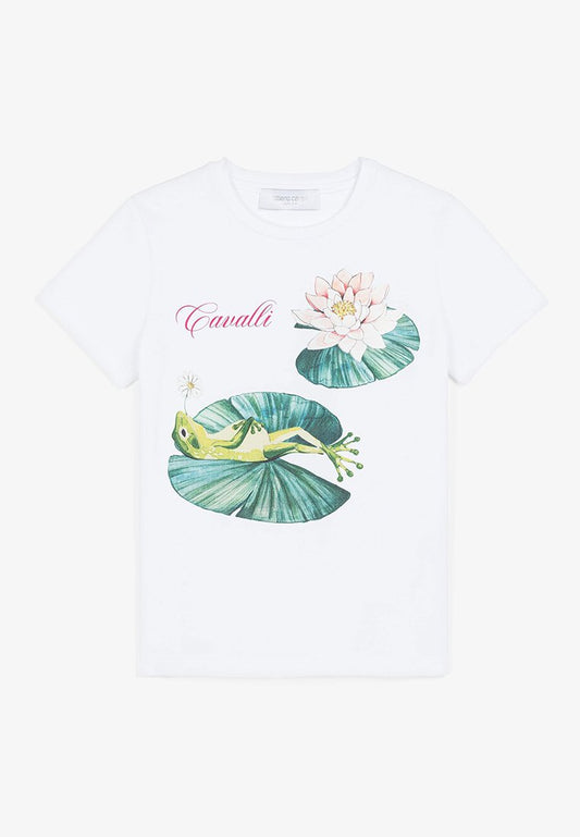 Roberto Cavalli Junior girl s/s t-shirt ninfea white (ZZO1RD168-A00) Kids