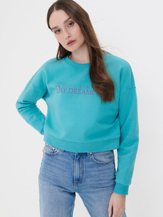 Sinsay Women hoodless sweatshirts (6304J-65X Turquoise)