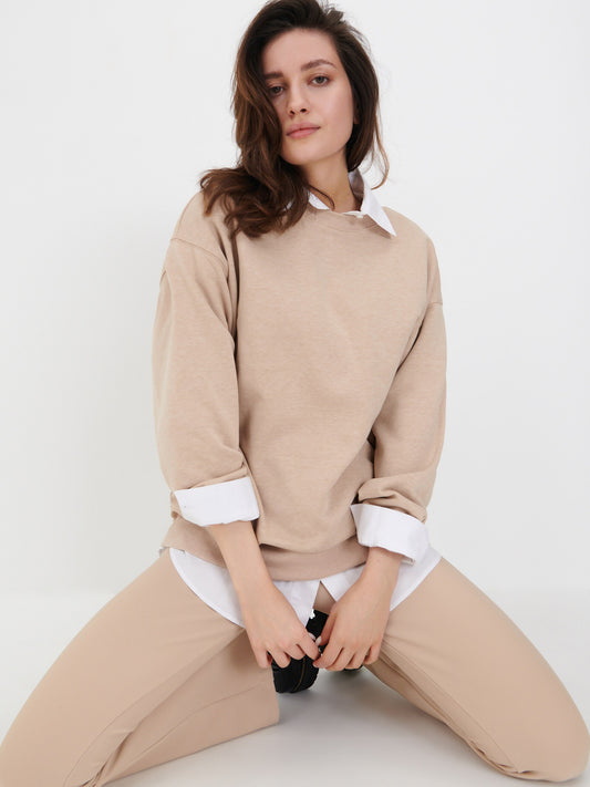 Sinsay Women hoodless sweatshirts (6241J-80M Beige)