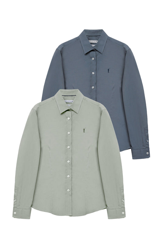 PACK 2 - RIGBY GO W SHIRT SLIM POPLIN [DB-JG] MULTICOLOR (44873) Women