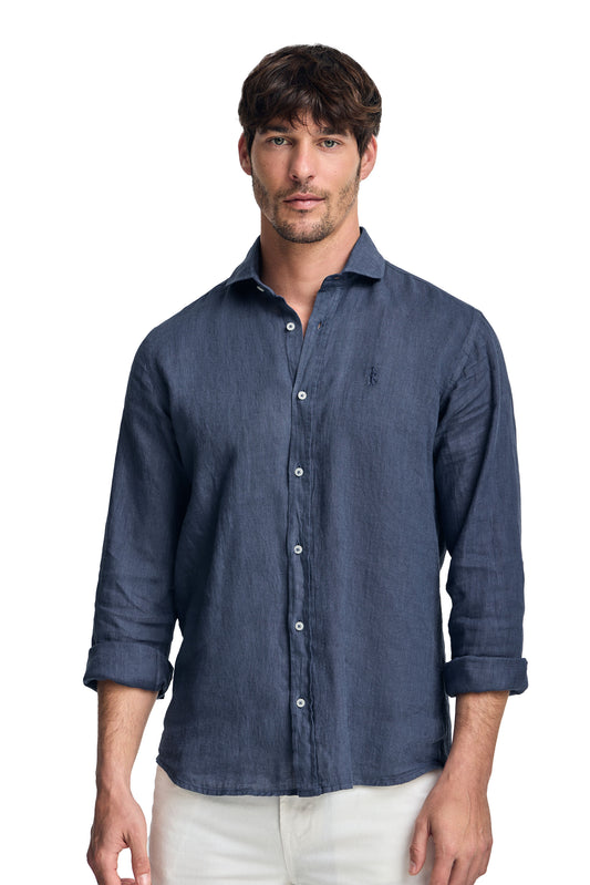 RIGBY BEST SHIRT LINEN GD NAVY (44958) Men