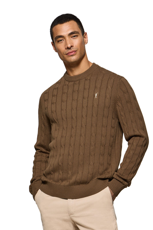 RIGBY GO CABLE U NECK MOCCA (45017) Men