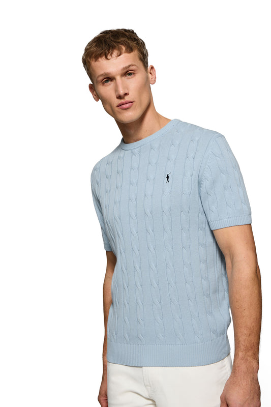 RIGBY GO SS CABLE U NECK BABY_BLUE (45026) Men