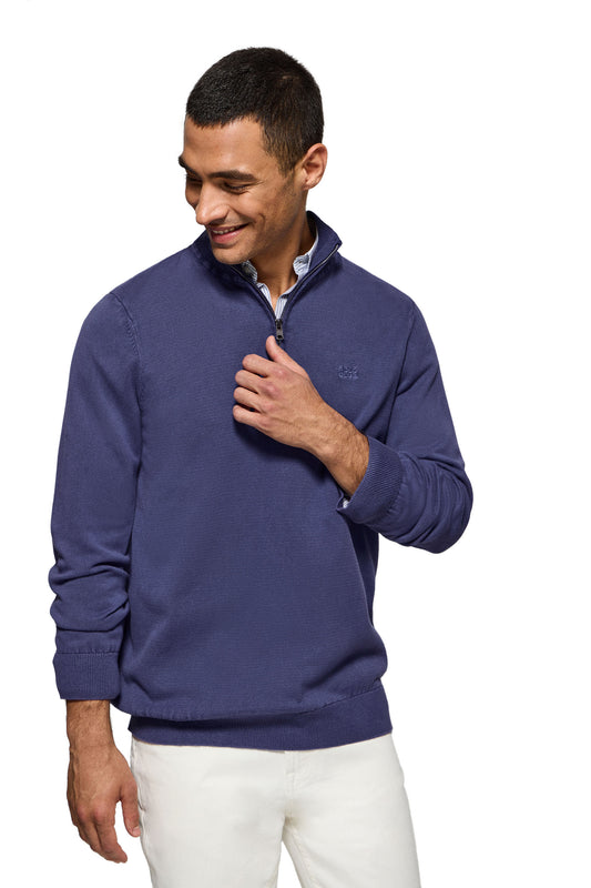 BLOCK ZIPPER NECK GD VIOLET_BLUE (45035) Men