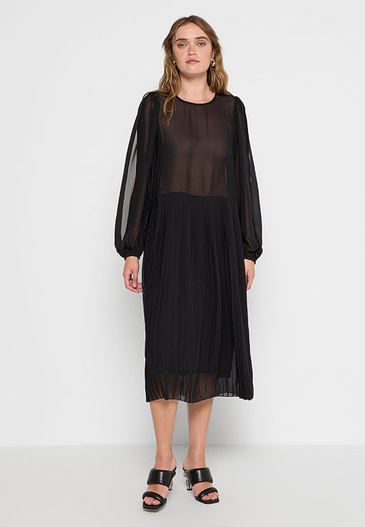 Stella Nova Plissé midi dress Black (ZZO2UVM27-Q00) Women