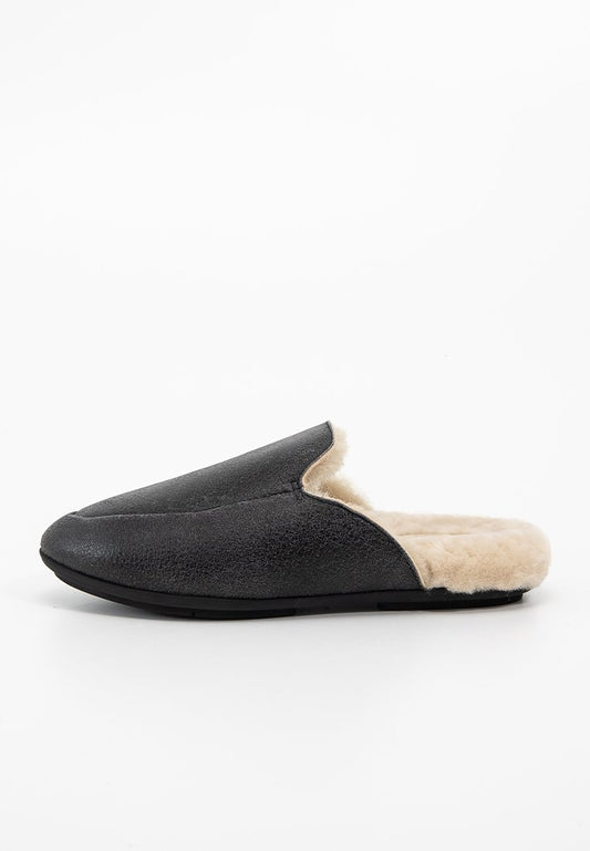 FitFlop GRACIE SHEARLING-LINED LEATHER MULES Black (ZZO2J6F34-Q00) Women