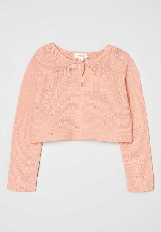 GOCCO Short pink garter stitch jacket (ZZO3BLW07-J00) Kids