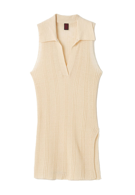 Stefanel Ribbed sleeveless top with polo neck Beige (S5721D06J-B11) Women