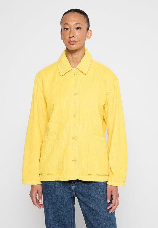 LS shirt collar mid lenght buttoned jacket Women