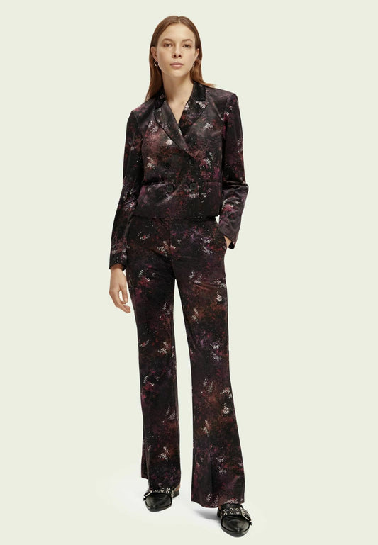 Scotch & Soda Printed cropped velvet blazer Black (SC321G08G-Q11) Women