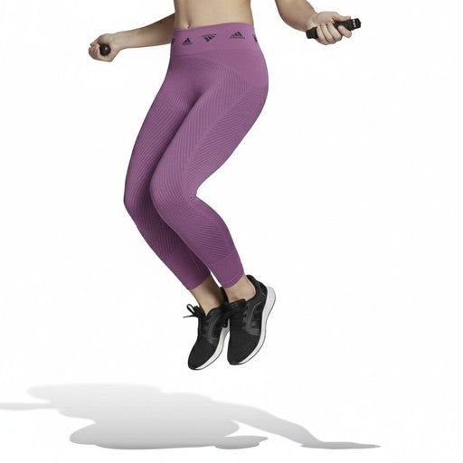 Adidas Ribbed Purple Leggings 7/8 Length, Women